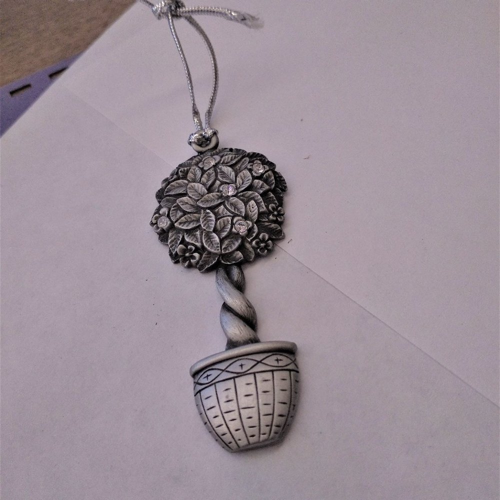 Pewter and gems 6 inch fruit tree pendant luck charm window hanger